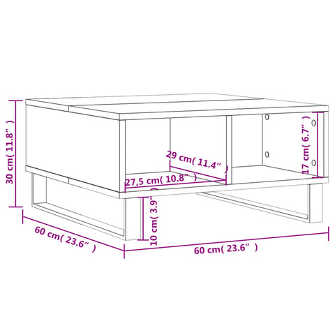vidaXL Coffee Table Grey Sonoma 60x60x30 cm Engineered Wood