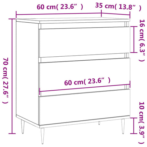 vidaXL Sideboard Sonoma Oak 60x35x70 cm Engineered Wood