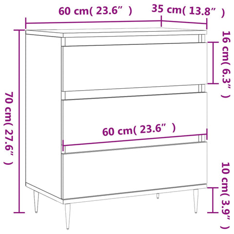 vidaXL Sideboard Smoked Oak 60x35x70 cm Engineered Wood
