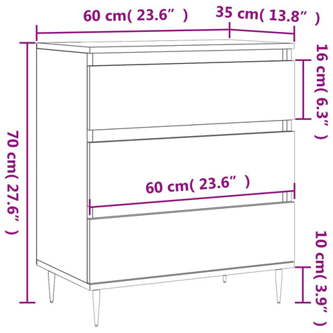 vidaXL Sideboard Grey Sonoma 60x35x70 cm Engineered Wood