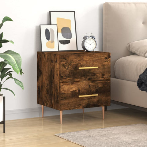 vidaXL Bedside Cabinet Smoked Oak 40x35x47.5 cm Engineered Wood