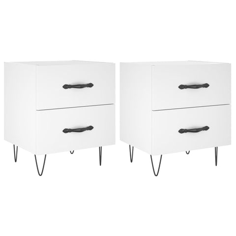 vidaXL Bedside Cabinets 2 pcs White 40x35x47.5 cm Engineered Wood