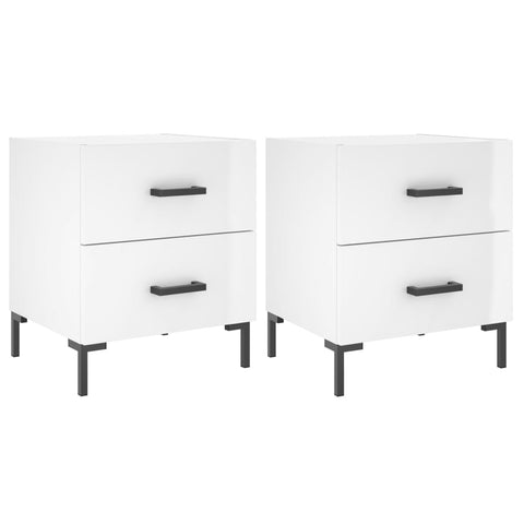 vidaXL Bedside Cabinets 2 pcs High Gloss White 40x35x47.5 cm Engineered Wood