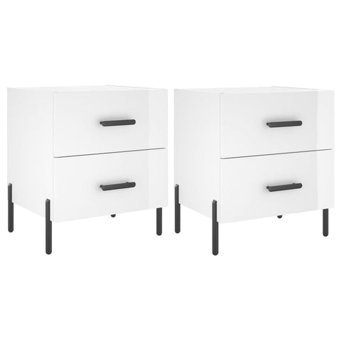 vidaXL Bedside Cabinets 2 pcs High Gloss White 40x35x47.5 cm Engineered Wood