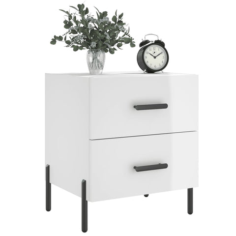 vidaXL Bedside Cabinets 2 pcs High Gloss White 40x35x47.5 cm Engineered Wood