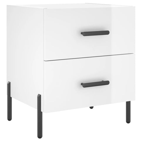 vidaXL Bedside Cabinets 2 pcs High Gloss White 40x35x47.5 cm Engineered Wood