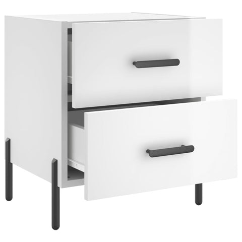 vidaXL Bedside Cabinets 2 pcs High Gloss White 40x35x47.5 cm Engineered Wood