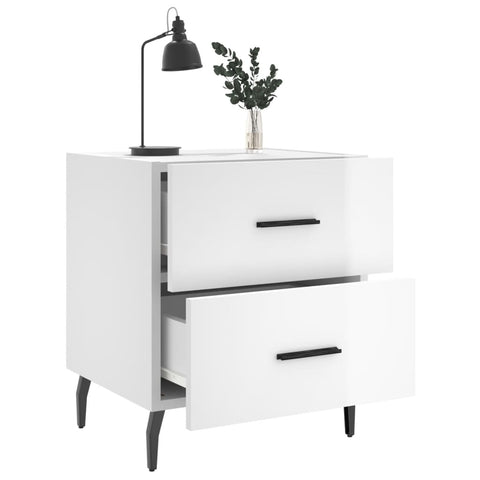 vidaXL Bedside Cabinets 2 pcs High Gloss White 40x35x47.5 cm Engineered Wood