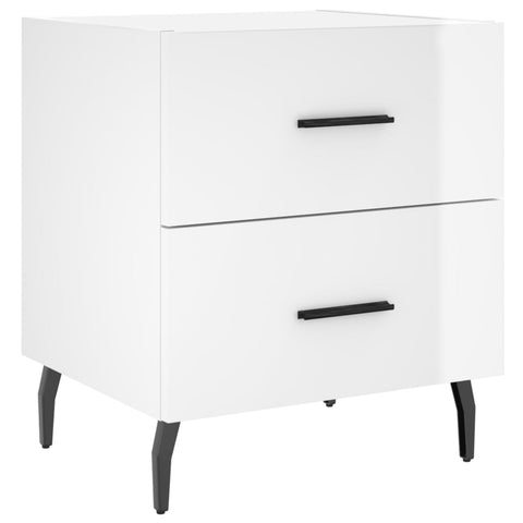vidaXL Bedside Cabinets 2 pcs High Gloss White 40x35x47.5 cm Engineered Wood
