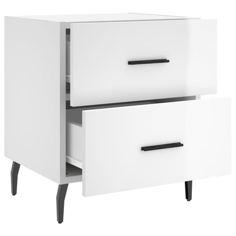 vidaXL Bedside Cabinets 2 pcs High Gloss White 40x35x47.5 cm Engineered Wood