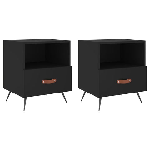 vidaXL Bedside Cabinets 2 pcs Black 40x35x47.5 cm Engineered Wood