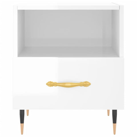 vidaXL Bedside Cabinet High Gloss White 40x35x47.5 cm Engineered Wood