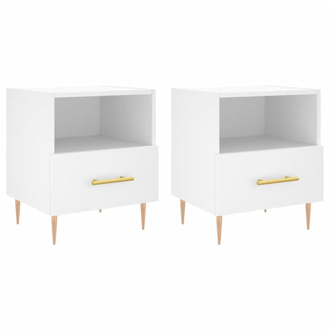 vidaXL Bedside Cabinets 2 pcs White 40x35x47.5 cm Engineered Wood