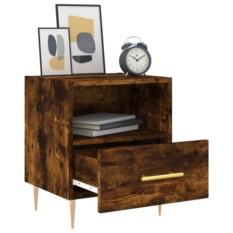 vidaXL Bedside Cabinet Smoked Oak 40x35x47.5 cm Engineered Wood