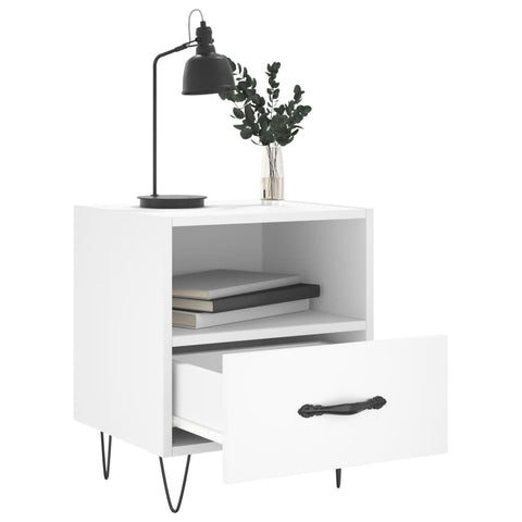 vidaXL Bedside Cabinet White 40x35x47.5 cm Engineered Wood