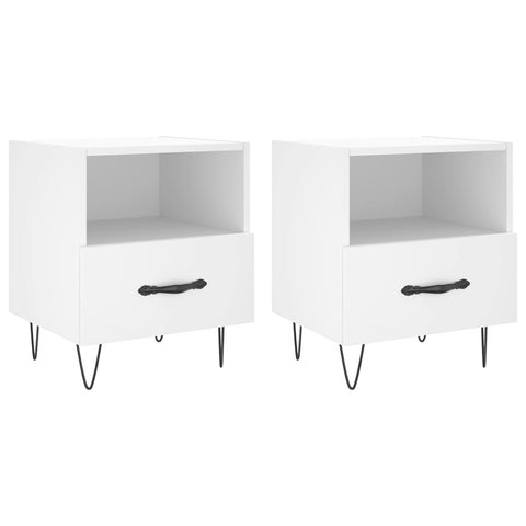 vidaXL Bedside Cabinets 2 pcs White 40x35x47.5 cm Engineered Wood