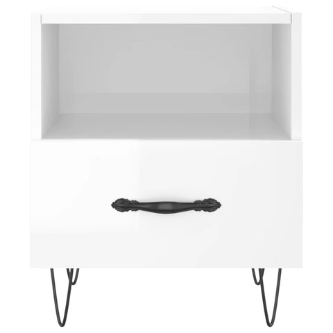 vidaXL Bedside Cabinets 2 pcs High Gloss White 40x35x47.5 cm Engineered Wood