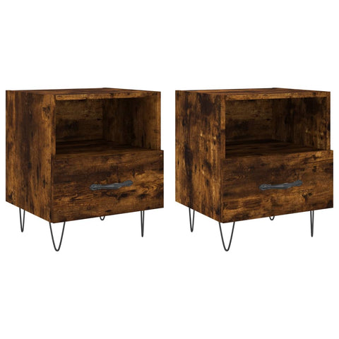 vidaXL Bedside Cabinets 2 pcs Smoked Oak 40x35x47.5 cm Engineered Wood