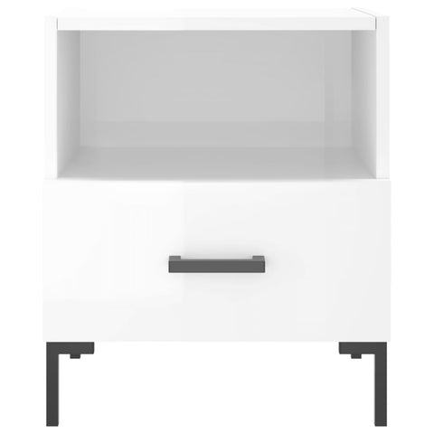 vidaXL Bedside Cabinet High Gloss White 40x35x47.5 cm Engineered Wood