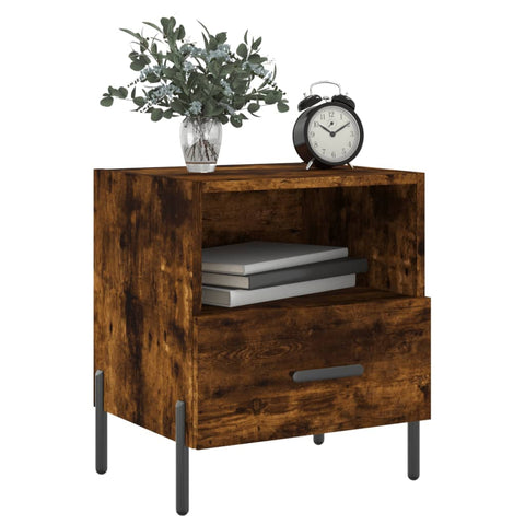 vidaXL Bedside Cabinet Smoked Oak 40x35x47.5 cm Engineered Wood