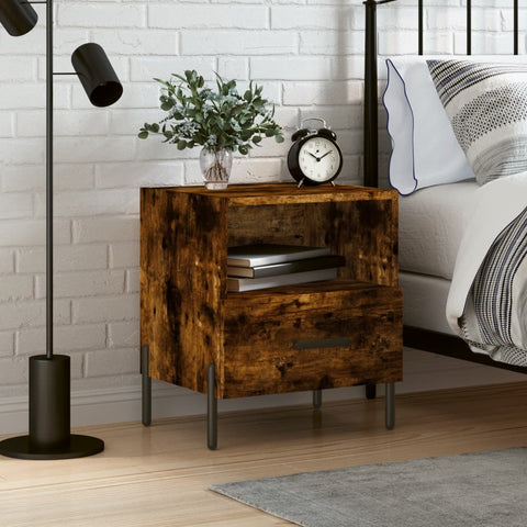 vidaXL Bedside Cabinet Smoked Oak 40x35x47.5 cm Engineered Wood