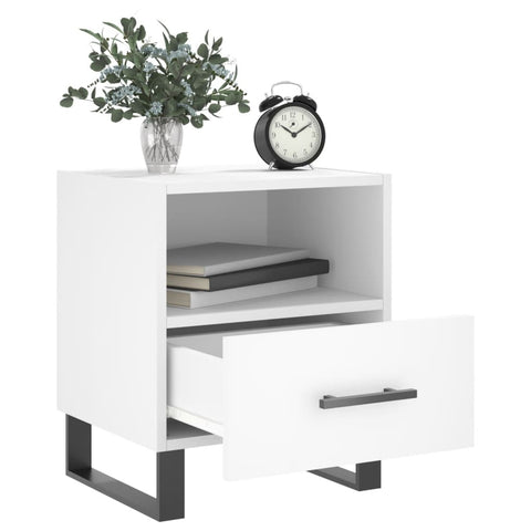 vidaXL Bedside Cabinet White 40x35x47.5 cm Engineered Wood