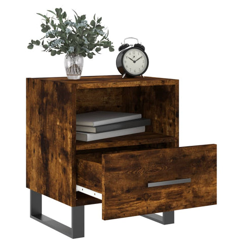 vidaXL Bedside Cabinet Smoked Oak 40x35x47.5 cm Engineered Wood
