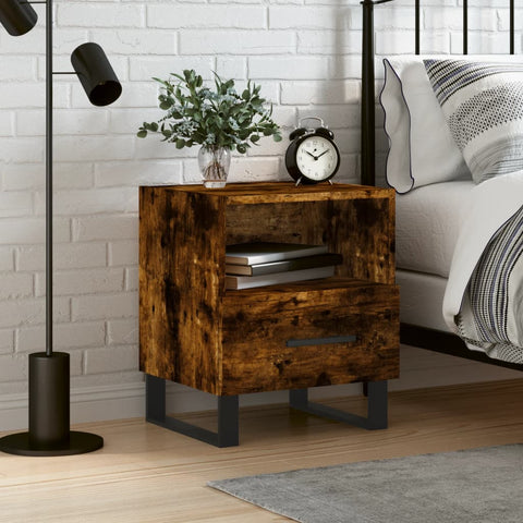 vidaXL Bedside Cabinet Smoked Oak 40x35x47.5 cm Engineered Wood