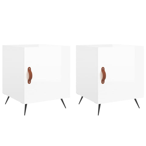vidaXL Bedside Cabinets 2 pcs High Gloss White 40x40x50 cm Engineered Wood