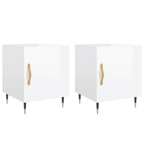 vidaXL Bedside Cabinets 2 pcs High Gloss White 40x40x50 cm Engineered Wood