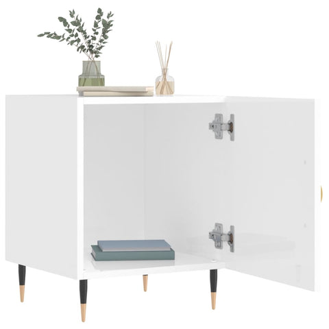 vidaXL Bedside Cabinets 2 pcs High Gloss White 40x40x50 cm Engineered Wood