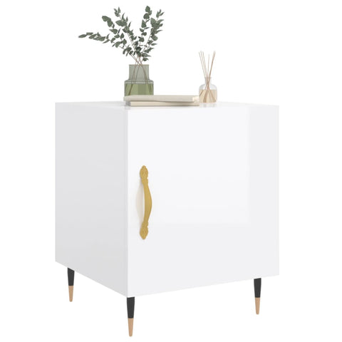 vidaXL Bedside Cabinets 2 pcs High Gloss White 40x40x50 cm Engineered Wood