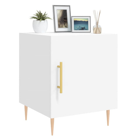vidaXL Bedside Cabinet White 40x40x50 cm Engineered Wood