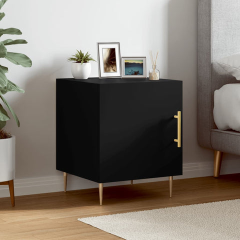 vidaXL Bedside Cabinet Black 40x40x50 cm Engineered Wood