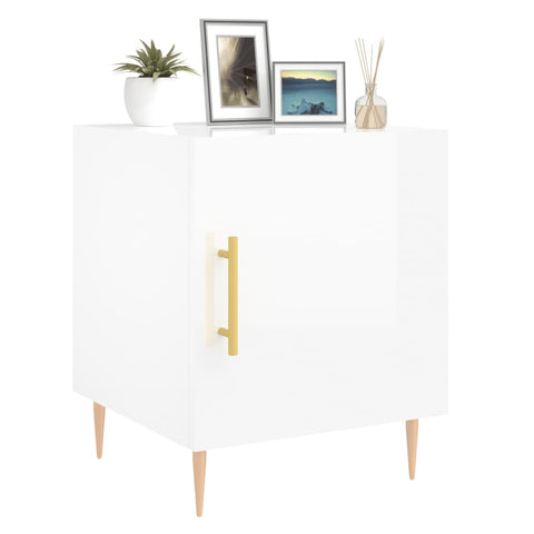 vidaXL Bedside Cabinets 2 pcs High Gloss White 40x40x50 cm Engineered Wood