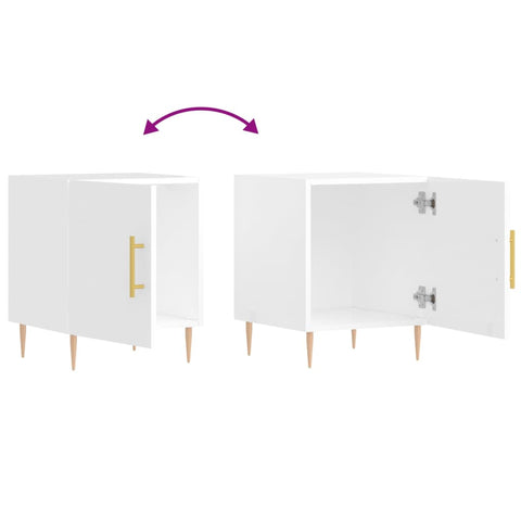 vidaXL Bedside Cabinets 2 pcs High Gloss White 40x40x50 cm Engineered Wood