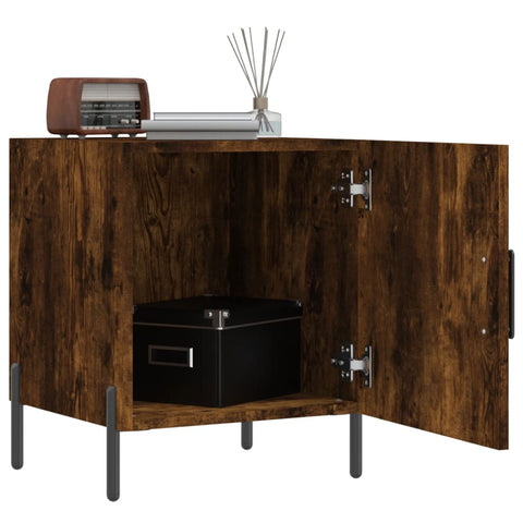 vidaXL Bedside Cabinet Smoked Oak 40x40x50 cm Engineered Wood