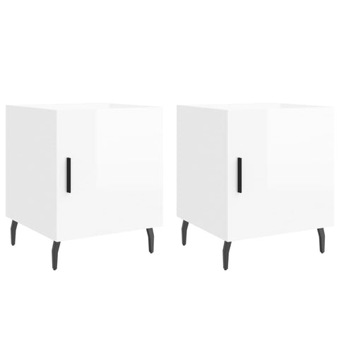vidaXL Bedside Cabinets 2 pcs High Gloss White 40x40x50 cm Engineered Wood