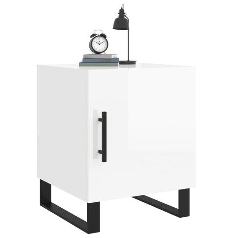 vidaXL Bedside Cabinet High Gloss White 40x40x50 cm Engineered Wood