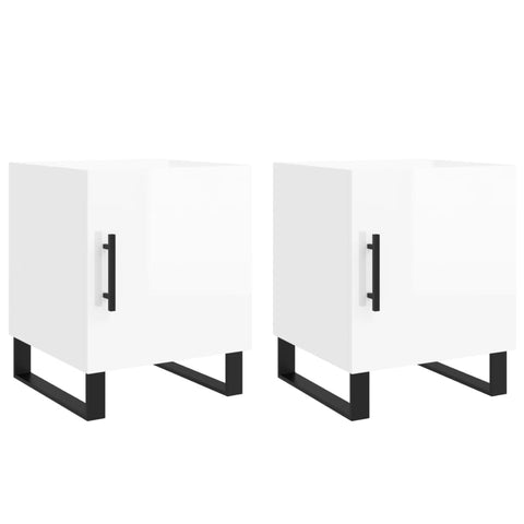 vidaXL Bedside Cabinets 2 pcs High Gloss White 40x40x50 cm Engineered Wood