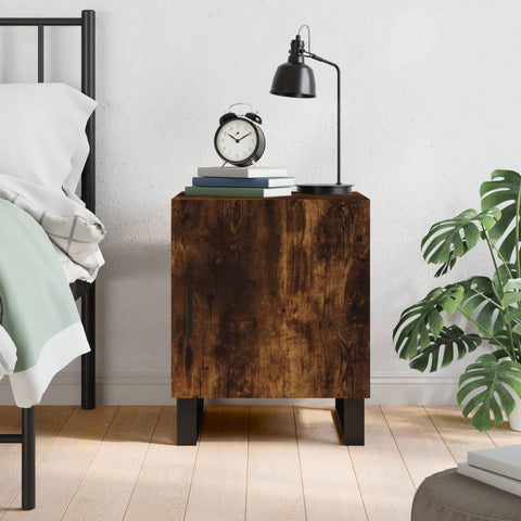 vidaXL Bedside Cabinet Smoked Oak 40x40x50 cm Engineered Wood