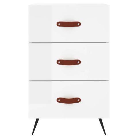 vidaXL Bedside Cabinet High Gloss White 40x40x66 cm Engineered Wood