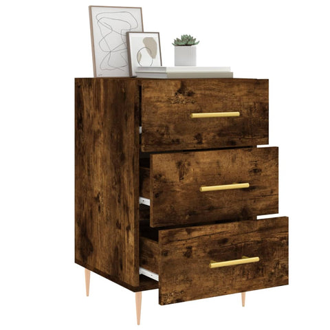 vidaXL Bedside Cabinet Smoked Oak 40x40x66 cm Engineered Wood