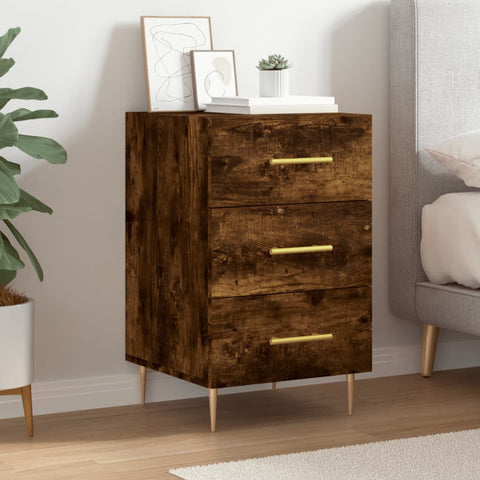 vidaXL Bedside Cabinet Smoked Oak 40x40x66 cm Engineered Wood