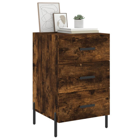 vidaXL Bedside Cabinet Smoked Oak 40x40x66 cm Engineered Wood