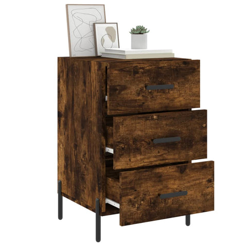 vidaXL Bedside Cabinet Smoked Oak 40x40x66 cm Engineered Wood