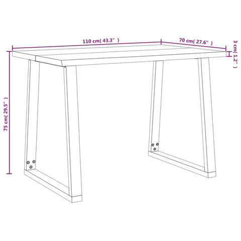 vidaXL Dining Table with Live Edge 110x70x75 cm Solid Wood Acacia
