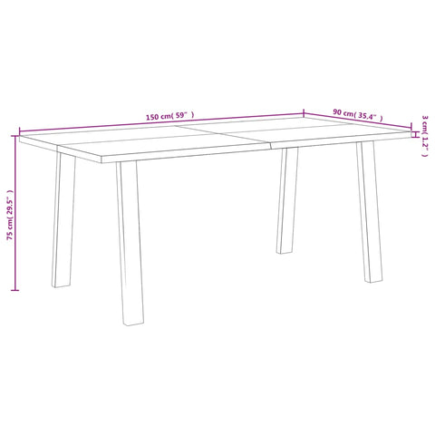 vidaXL Dining Table 150x90x75 cm Solid Wood Acacia