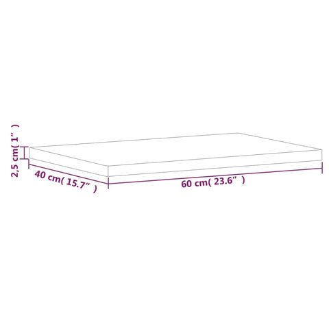 vidaXL Table Top 60x40x2.5 cm Rectangular Solid Wood Beech