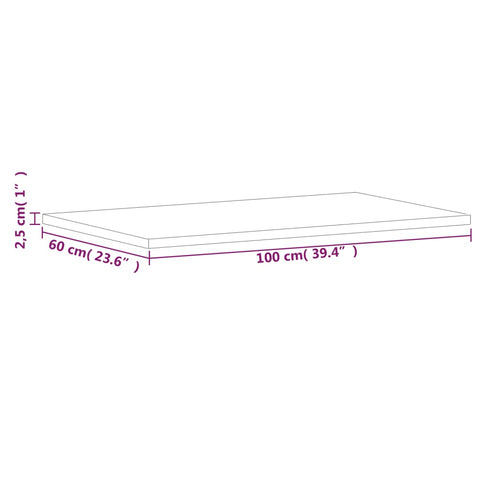 vidaXL Table Top 100x60x2.5 cm Rectangular Solid Wood Beech